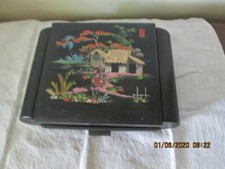 COIFFEUSE PORTABLE BOIS LAQUE NOIR ORNE VIETNAM BEAUTY WOOD BOX