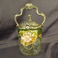 POT A BISCUITS ART NOUVEAU 1885-1905 / Verre & métal moulé