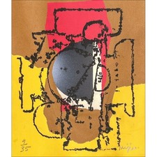 KIJNO Ladislas - Gravure carborundum "Composition Jaune" 27x23cm