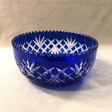 coupe / saladier / jatte en cristal taillé overlay doublé bleu 21cm Fruits Table