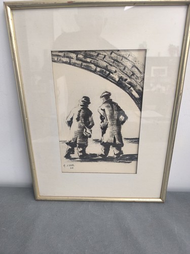 Tableau dessin fusain daté - tableau,
