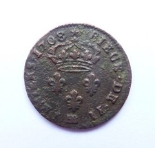 LOUIS XIV II deniers 1708 BB