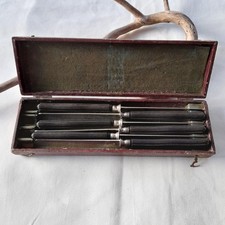 6 Couteaux Anciens À Fruits/Fromage.Argent Poincon Minerve Et Ébène. XIXème.