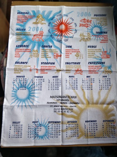Calendrier tissus torchon 2006