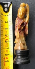 Ancien figurine déesse Chinoise old China Chine en pierre Lard Jade ? Netsuke?