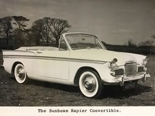 Superbe Photo De Presse 1963 SUNBEAM RAPIER Convertible  !!!!