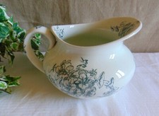 ANCIEN BROC DE TOILETTE FAIENCE BERTRAND BORDEAUX DECOR VERT CAPUCINES