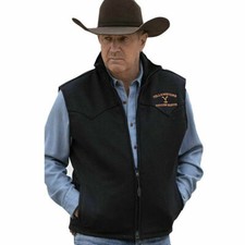 Kevin Costner John Dutton Yellowstone Laine Gilet Homme Noir