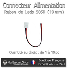 Connecteur Alimentation - 2 Fils - Ruban de Leds 5050 - 10mm - Sans Soudure #155