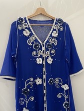 Caftan marocain bleu brodé - bleu,