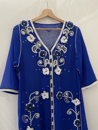 Caftan marocain bleu - caftan, brodé
