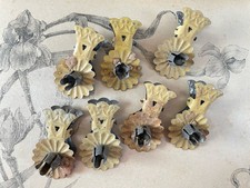 Ensemble de 7 porte-Bougies anciens pour sapin de Noël en métal couleur beige