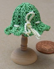 1:12 Échelle Femmes Vert Crochet Chapeau Tumdee Maison de Poupées Miniature T3