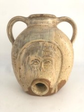 Jarre poterie en terre cuite avec bouche - Vinaigrier vintage sculpté 23 cm