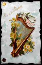 N°790/164  1 Carte Postale  Ancienne   Souhaits Sincères Harpe