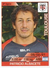 249 PATRICIO ALBACETE # ARG STADE TOULOUSAIN TOP 14 STICKER PANINI RUGBY 2016