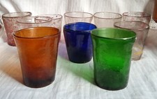 10 ancien lumignon verre soufflé Photophore Bougie procession église 19 ème 