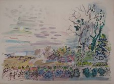 Raoul DUFY : Vignes et arbres au soleil d'automne, Lithographie signée