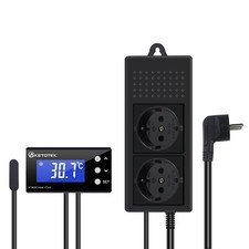 Prise Thermostat Numérique Regulateur de Temperature avec Sonde 220V Double R...