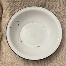 Vintage French Enamelware Basen Enamel White Washing Graniteware Bowl 14” Large