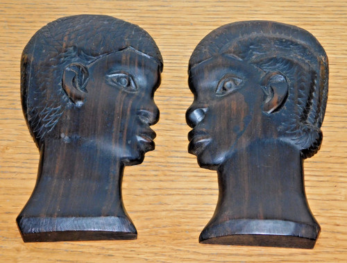 Statue tete afrique bois - 2,