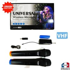 2 Microphone Micro Sans Fil A Main Double Pour Chant Karaoké Performant VHF