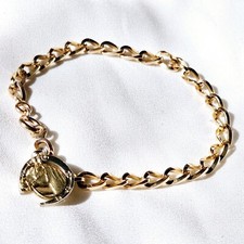 Gourmette Ancienne Plaqué Or Fix Breloque Fer À Cheval Pl. 3 Ors L 18,5 Cm