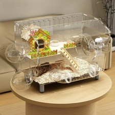 Villa hamster acrylique transparente, luxe, anti-morsures