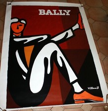 AFFICHE ANCIENNE VILLEMOT CHAUSSURES BALLY Homme 160x120  Lithographique Poster