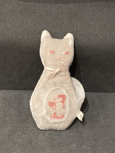Doudou chat rose laine - rose, en