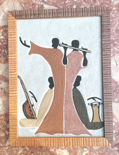 tableau de scène africaine en sable , art local, musiciens