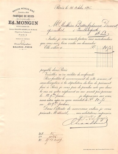 1895 fabrique scies - 1895, de