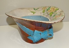 -JOLI ANCIEN CACHE POT CERAMIQUE FORME CHAPEAU Renversé VIDE POCHE OBJET DECO  D