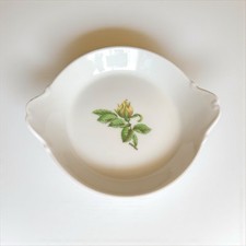 Plat à Oreilles en Porcelaine de Paris - Décor Rose Jaune - Vintage