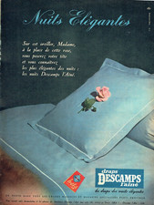 publicité Advertising  1022  1958  draps Descamps l'Ainé   métis Nuits Elégantes