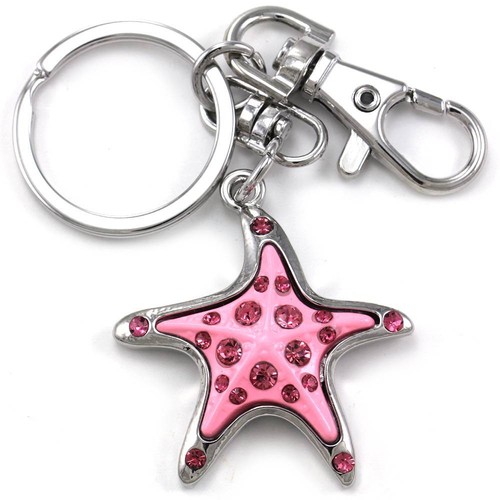 Pink sea starfish keychain - starfish, car