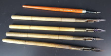 lot de 5 porte plumes en bois d'écolier ancien année 1950 écriture a encre