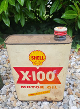 ANCIEN BIDON HUILE PUBLICITAIRE GARAGE AUTO MOTO X100 SHELL
