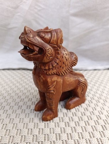 Sculpture chien lion bois - sculpture,