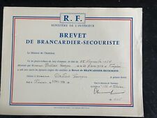 ancien diplome brancardier secouriste 1956