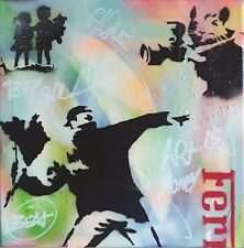 SPACO signed ANARCHY RAT tableau pop STREET ART graffiti french paint banksy