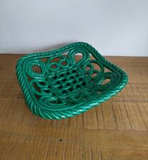 Corbeille À Fruits Tressée Verte Style Vallauris - Vintage - Original 