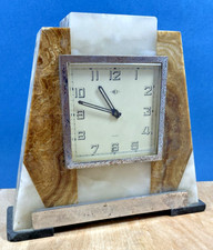 Ancien réveil horloge cheminée pendulette marbre DEP 8 days Art deco Fonctionnel