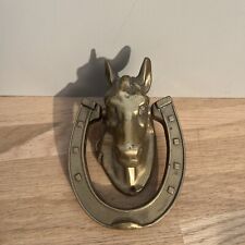 Heurtoir De Porte Forme Tête De Cheval Et Fer À Cheval Porte Bonheur Laiton Doré