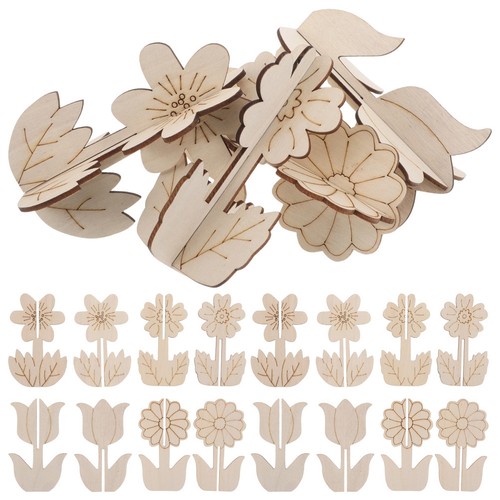 Pcs fleurs bois - 32,