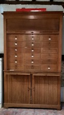 Ancien Meuble de Notaire à Rideaux en chêne