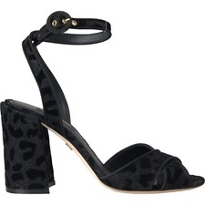 Dolce & Gabbana Chaussures Léopard Noir Daim Talon Sandales EU37.5/US7 1190usd