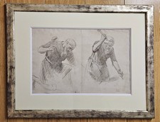 Dessin Taille De Pierre Maçon Etude Crayon Henri CHARRIER xixe Xxe