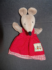 Doudou Marionnette Moulin Roty La Grande Famille Loup Gris Robe Rouge