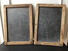 Vintage Ancienne Ardoise École Élève Écolier Craie Tableau Bois